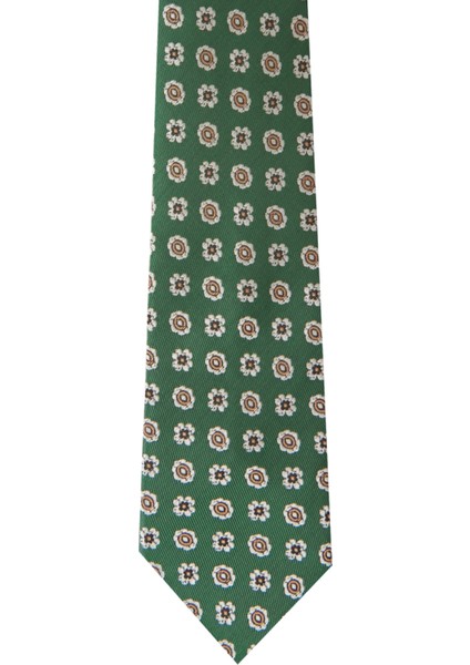 ALTINYILDIZ CLASSICS Erkek Yesil Beyaz Bej Desenli Klasik Kravat fiyatları