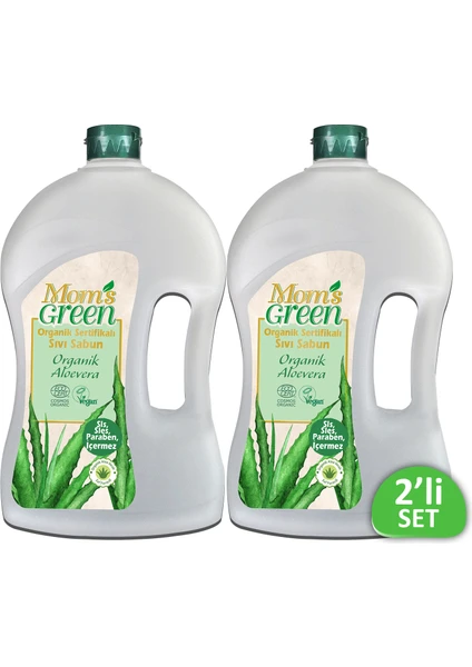 Mom's Green 2'li Set Mom's Green Organik Sertifikalı Sıvı Sabun - Organik Aloeveralı 1500 ml *2 Adet