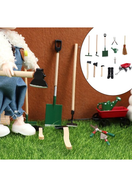 12 Adet Minyatür Bahçe Araçları Bebek Evi Aksesuarları Için Oyuncak Pretend Pretend (Yurt Dışından) modelleri