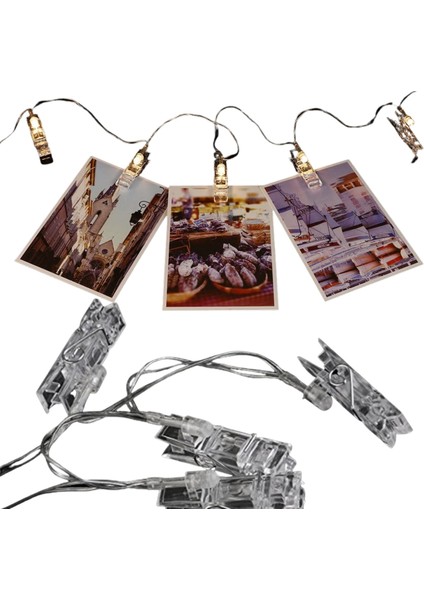 LED Işıklı Fotoğraf Mandalları 10 Lu 1,5 Metre