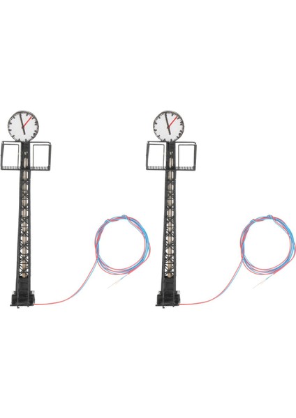 2x Model Demiryolu Işıkları Ho Ölçekli LED Lamba Kum Masası Mikro Peyzaj Siyah (Yurt Dışından)