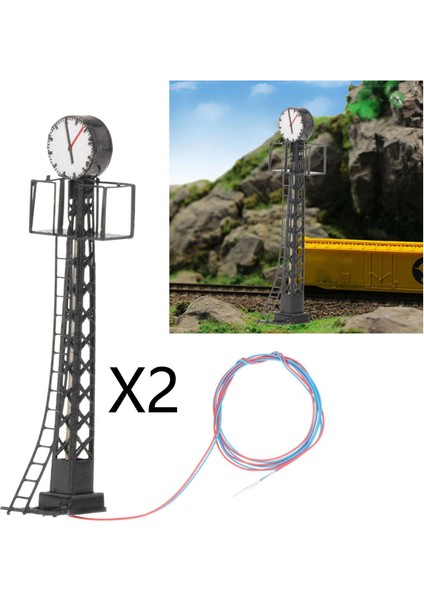 2x Model Demiryolu Işıkları Ho Ölçekli LED Lamba Kum Masası Mikro Peyzaj Siyah (Yurt Dışından)