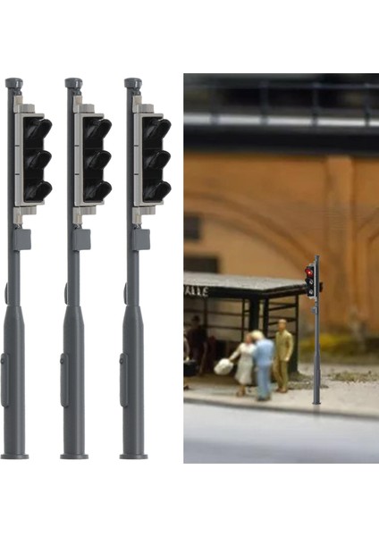 Tren Demiryolu Mimarisi Için 3 Model Tren Trafik Işığı LED Sinyal Seti 1 Ila 32 G Ölçek (Yurt Dışından)