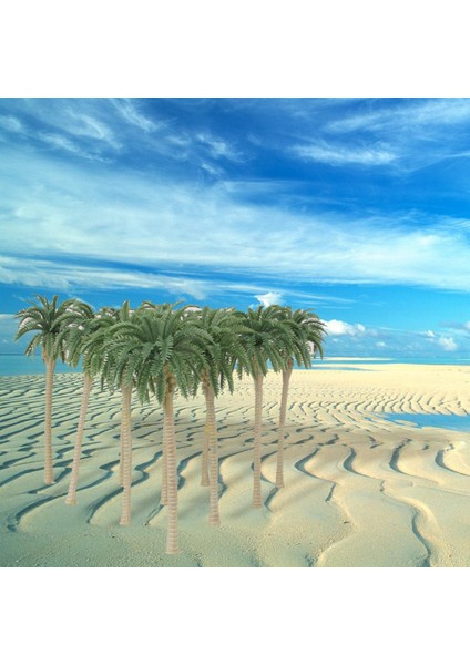 10 Adet Yeşil Modeli Hindistan Cevizi Palmiye Ağaçları 1/100 11 cm (Yurt Dışından) modelleri