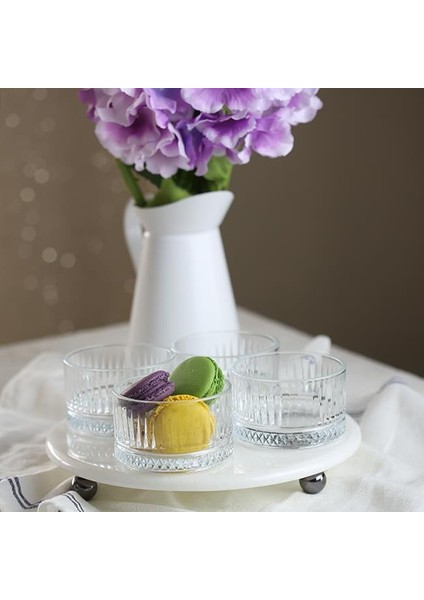 Mermer Beyaz 25 cm Füme Boncuk Ayak Elysia 4'lü Reçellik Ikramlık fiyatları