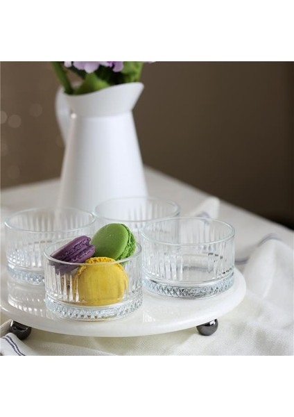 Mermer Beyaz 25 cm Füme Boncuk Ayak Elysia 4'lü Reçellik Ikramlık modelleri