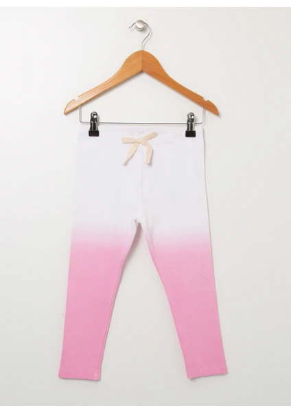 22SG-11 Normal Bel Skinny Fit Baskılı Pembe - Beyaz Bebek Tayt