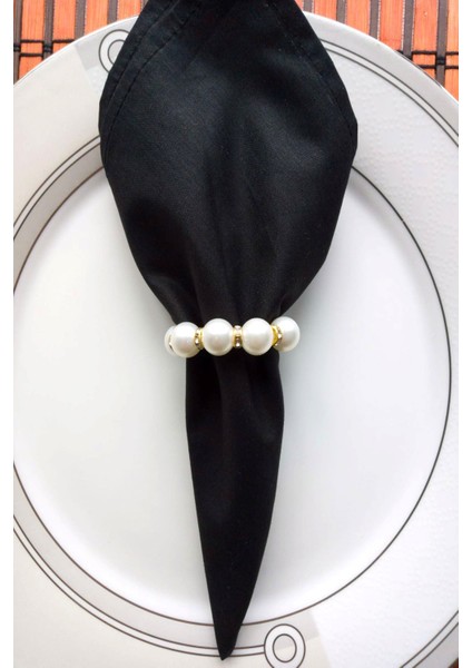 6 Adet Gold Taş Detaylı Inci Peçete Yüzüğü modelleri