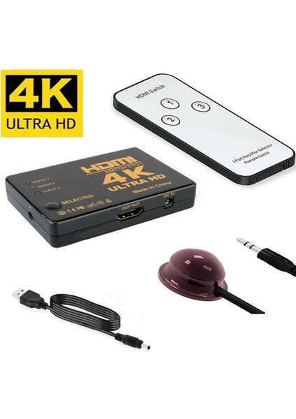 3 Port HDMI Switch Kumandalı HDMI Seçici 3 Giriş 1 Çıkış HDMI Çoğaltıcı HD1080P