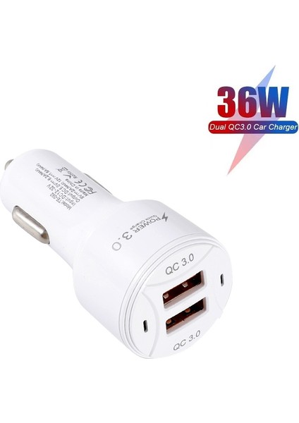 TE-092 36W Dual Qc3.0 USB Hızlı Araç Şarj + USB Mikro USB Veri Kablosu Set Beyaz (Yurt Dışından) fırsatları