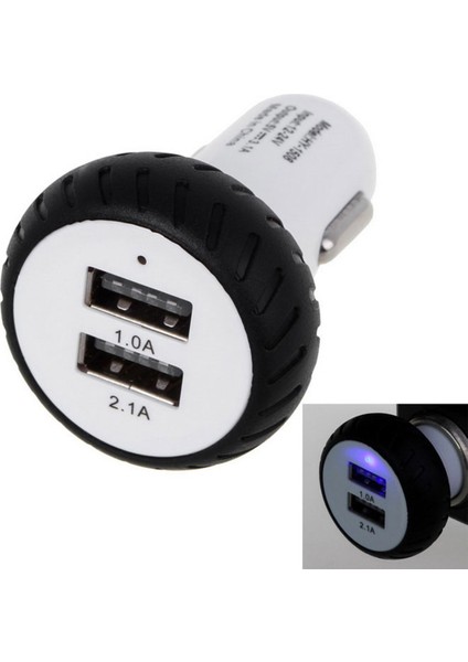 Mini Tekerlekler Tasarım 5 V 1.0A + 2.1A Çift USB Evrensel Hızlı Araç Şarj Telefonları Tabletler Için Beyaz + Siyah (Yurt Dışından)