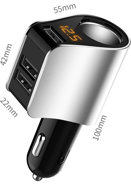 HY10 3 In 1 Çakmak Dönüşüm Fiş Araç Şarj Cihazı Gümüş (Yurt Dışından) fiyatları