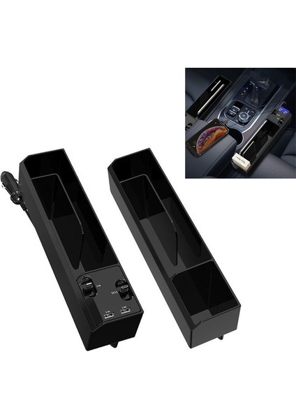 Araba Koltuk Saklama Kutusu ile Kablo Araba USB Şarj Cihazı, Stil: 2-Wire + Saklama Kutusu (Yurt Dışından)