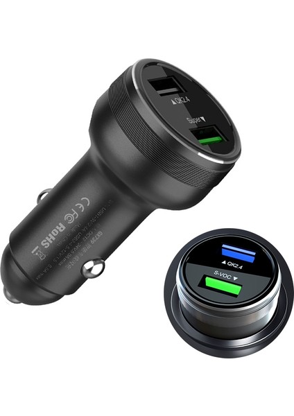 Oppo / Huaweı Siyah Için Çift USB 66W Araba Flaş Şarj Cihazı (Yurt Dışından)