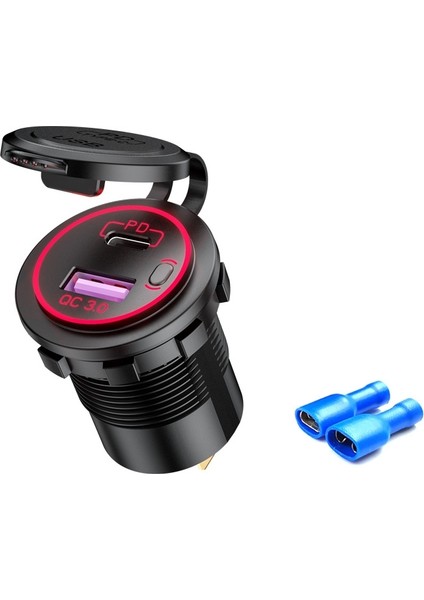 Araba Motosiklet Gemi Modifiye USB Şarj Su Geçirmez Pd + Qc3.0 Hızlı Şarj (Yurt Dışından)