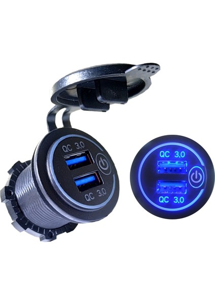 Dokunmatik Anahtarı ile Ikili USB Qc3.0 Hızlı Şarj Cep Telefonu Şarj Cihazı (Yurt Dışından)