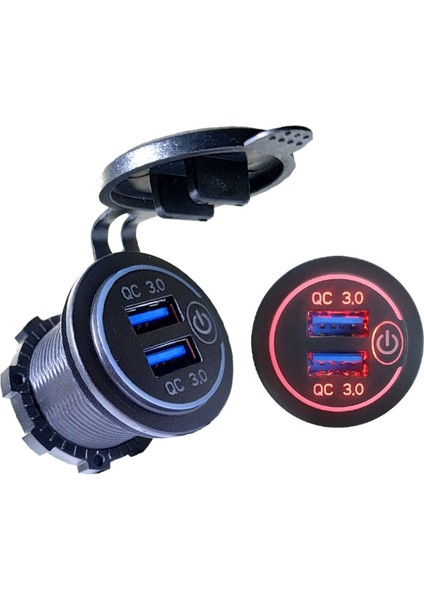Dokunmatik Anahtarı ile Çift USB Qc3.0 Hızlı Şarj Cep Telefonu Şarj Cihazı (Yurt Dışından)