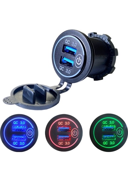 Dokunmatik Anahtarı ile Çift USB Qc3.0 Hızlı Şarj Cep Telefonu Şarj Cihazı (Yurt Dışından) fiyatları