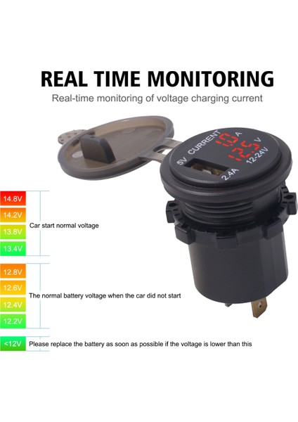 Evrensel Araba Tek Bağlantı Noktası USB Şarj Güç Çıkışı Adaptörü 2.4A 5 V IP66 (Yurt Dışından) modelleri