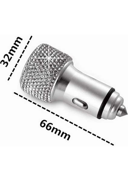 Araba Elmas Alüminyum Alaşım Qc3.0 Çift USB Hızlı Şarj Jet Black (Yurt Dışından) fiyatları