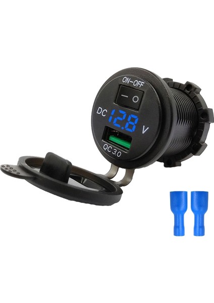 Araba Motosiklet Modifiye USB Şarj Anahtarı ile 12-24 V Hızlı Şarj (Yurt Dışından)
