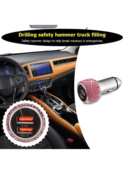 Araba Elmas Alüminyum Alaşım Qc3.0 Çift USB Hızlı Şarj Cihazı Siyah (Yurt Dışından) modelleri