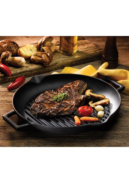 Yuvarlak Grill Tava Çap 26 Metal Kulplu