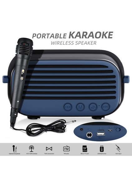 NR-3000M Taşınabilir Karaoke Kablosuz Bluetooth Hoparlör Yeşil (Yurt Dışından)