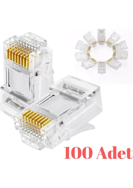 RJ45 Jack Rj-45 Uç 100 Adet Network CAT5E Internet Modem Adsl 4220