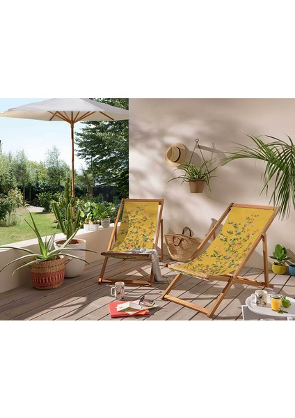 Adawall Sarı Bahçe Katlanabilir Şezlong