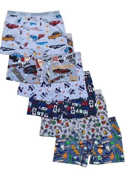 6lı Erkek Çocuk Renkli Desenli Boxer Külot Çocuk Baksır modelleri
