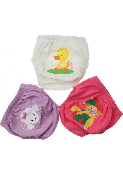 Kız Bebek Çocuk Desenli Sevimli 3 Lü Alıştırma Külodu Bebek Bezi Sızdırmaz Antialerjik 035-60155-003