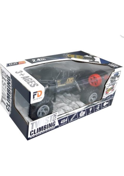 Siyah Işıklı Off Road Şarjlı Uzaktan Kumandalı Jeep 30 cm