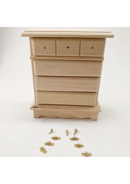 1 Adet Çekmece Dolabı Ahşap Dollhouse Burlywood Yatak Odası Metal Kolu Için Çıkarılabilir Raf (Yurt Dışından) fiyatları