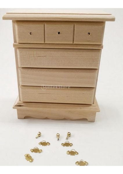 1 Adet Çekmece Dolabı Ahşap Dollhouse Burlywood Yatak Odası Metal Kolu Için Çıkarılabilir Raf (Yurt Dışından) modelleri