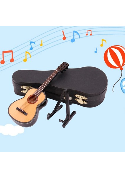 Ahşap Gitar Modeli ile Standı ve Durumda Classcial 1:12 Ev Ofis Masaüstü Ahşap Renk Için A (Yurt Dışından)