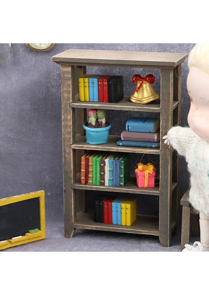 Dollhouse Minyatür Kitaplık 4-Tier Dollhouse Dekorasyon Doğum Günü Hediyeleri Için (Yurt Dışından) indirimleri
