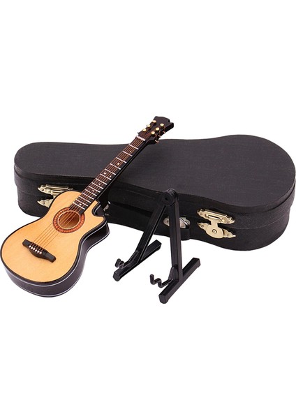Ahşap Gitar Modeli ile Standı ve Durumda Classcial 1:12 Ev Ofis Masaüstü Ahşap Renk B (Yurt Dışından)
