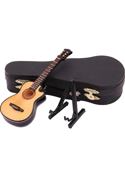 Ahşap Gitar Modeli ile Standı ve Durumda Classcial 1:12 Ev Ofis Masaüstü Ahşap Renk B (Yurt Dışından)
