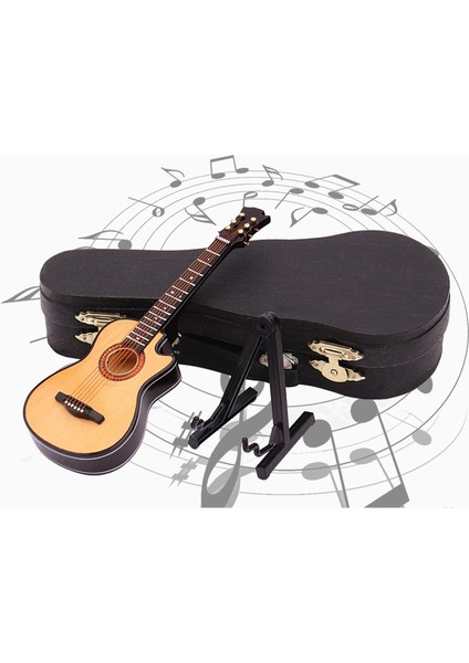 Ahşap Gitar Modeli ile Standı ve Durumda Classcial 1:12 Ev Ofis Masaüstü Ahşap Renk B (Yurt Dışından)