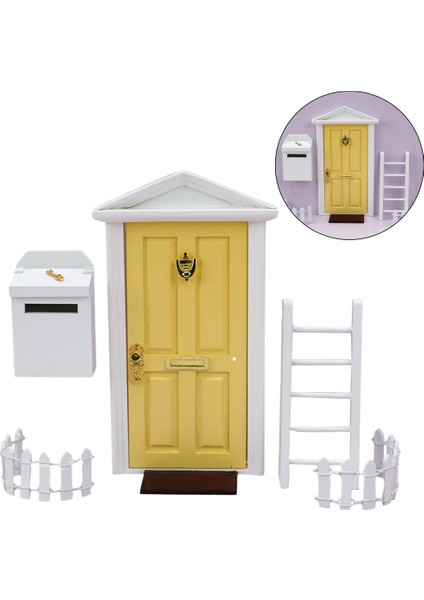 Dollhouse Minyatür Peri Kapı Kiti Eğitim Öğrenme Oyuncak Çocuklar Için Hediyeler Sarı (Yurt Dışından)