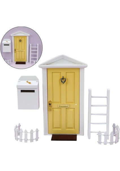 Dollhouse Minyatür Peri Kapı Kiti Eğitim Öğrenme Oyuncak Çocuklar Için Hediyeler Sarı (Yurt Dışından)