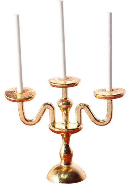 Simülasyon Şamdanlar 1:12 Dollhouse Mum Lamba Modeli Mini Süsler Altın (Yurt Dışından)