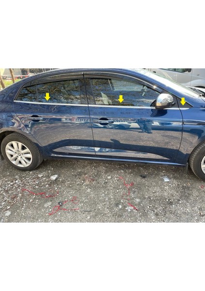 Renault Megane 4 Sedan Krom Cam Çıtası 6 Parça 2015> Paslanmaz Çelik