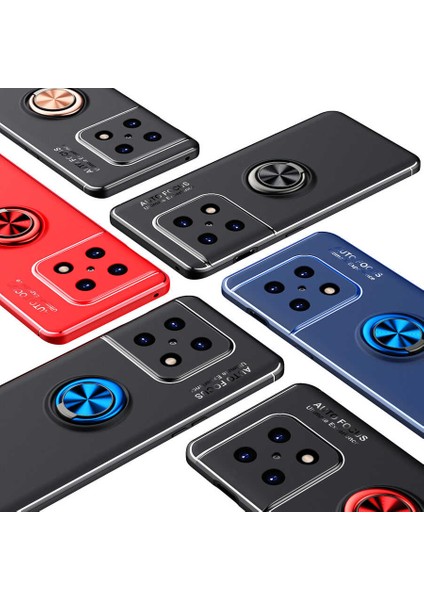 One Plus 10 Pro Kılıf Autofocus Shockprof Ravel Yüzüklü Standlı Slikon Kapak Lacivert