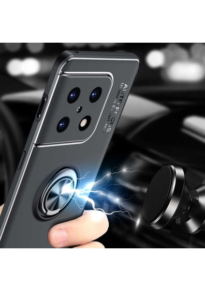 One Plus 10 Pro Kılıf Autofocus Shockprof Ravel Yüzüklü Standlı Slikon Kapak Lacivert