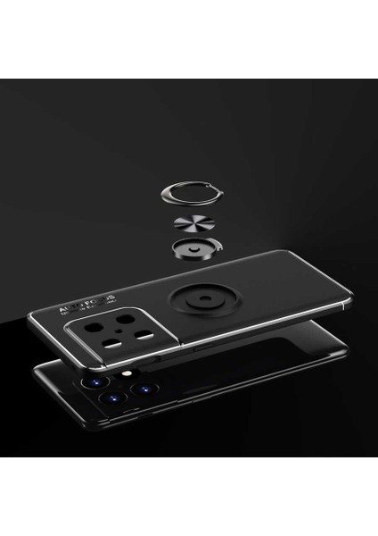 One Plus 10 Pro Kılıf Autofocus Shockprof Ravel Yüzüklü Standlı Slikon Kapak Lacivert