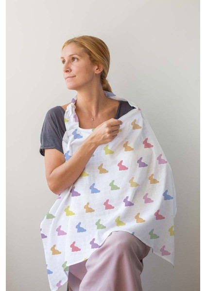 Bebek Müslin Emzirme Önlüğü 90X60 cm Rainbow Lapin modelleri