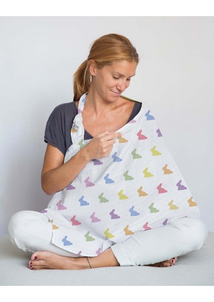 Bebek Müslin Emzirme Önlüğü 90X60 cm Rainbow Lapin fırsatları