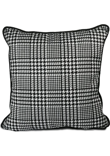 Optical Kareli Kadife Yastık 45 x 45 cm